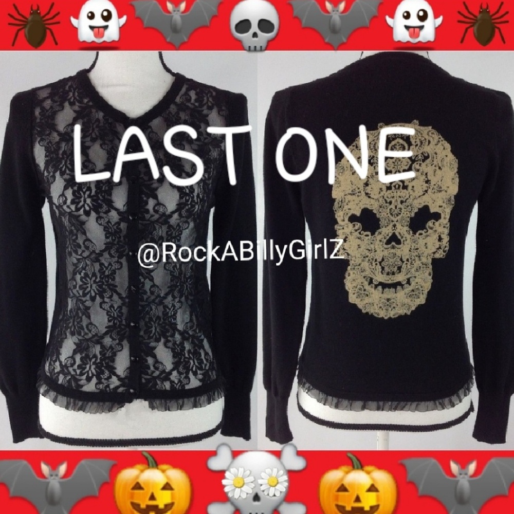 ❤SOLD❤ BUNDLE 4 BEETLE Lace Skull Gothic Cardigan - Picture 2 of 8